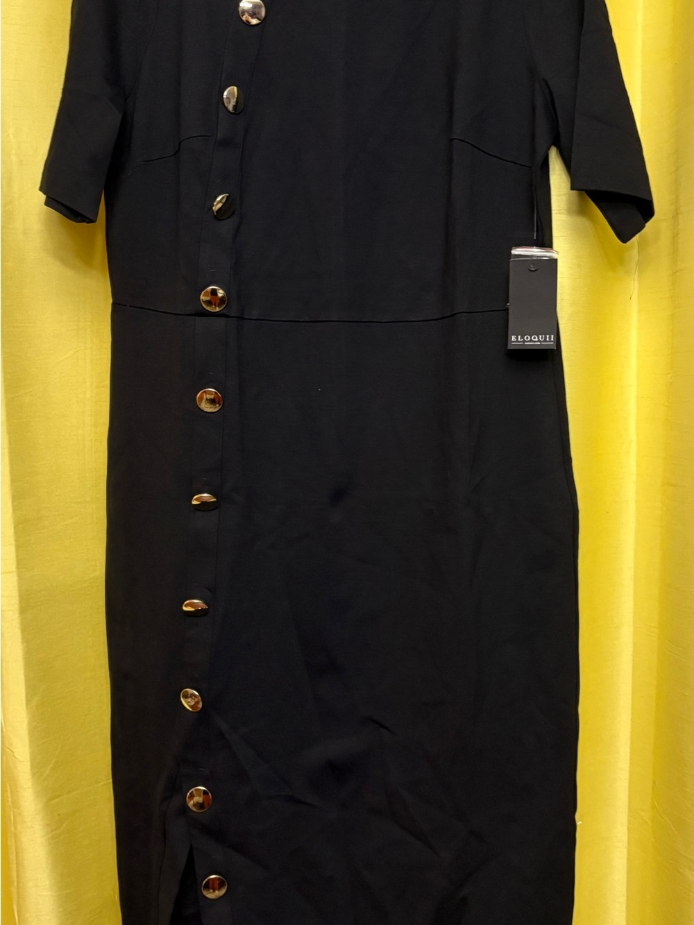 Eloquii Black Button-Front Long Dress